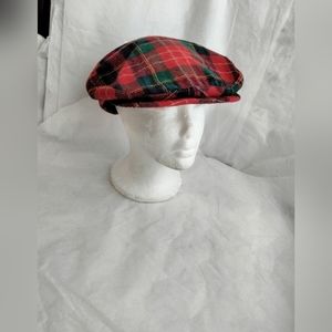 Vintage Pendleton Virgin Wool Red Plaid Mens Newsboy tartan Cabbie  Hat XL